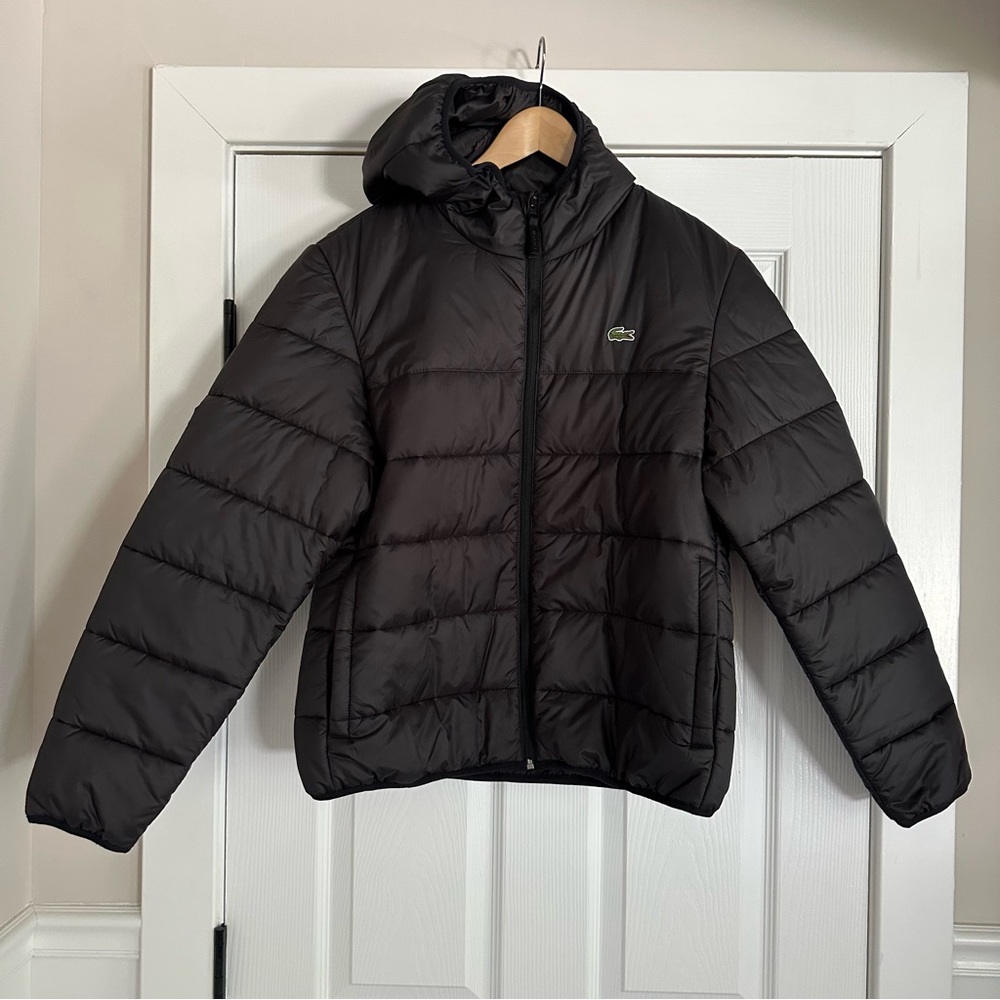 Lacoste Puffer Coat, Black, Men’s Large